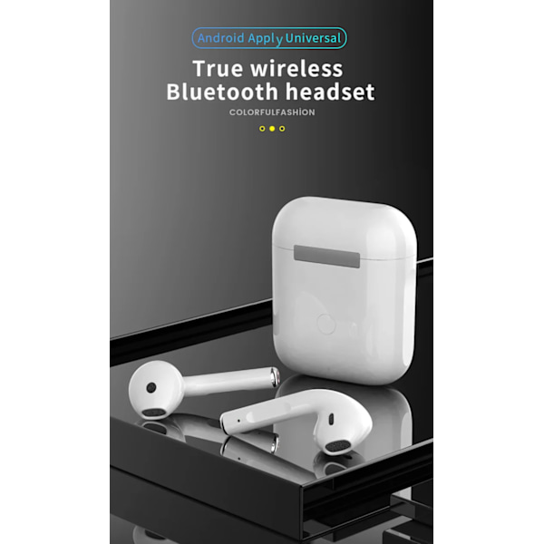 Original i12 Tws Stereo Trådlösa 5.0 Bluetooth In-Ear-hörlurar med iPhone-fodral (Vit)