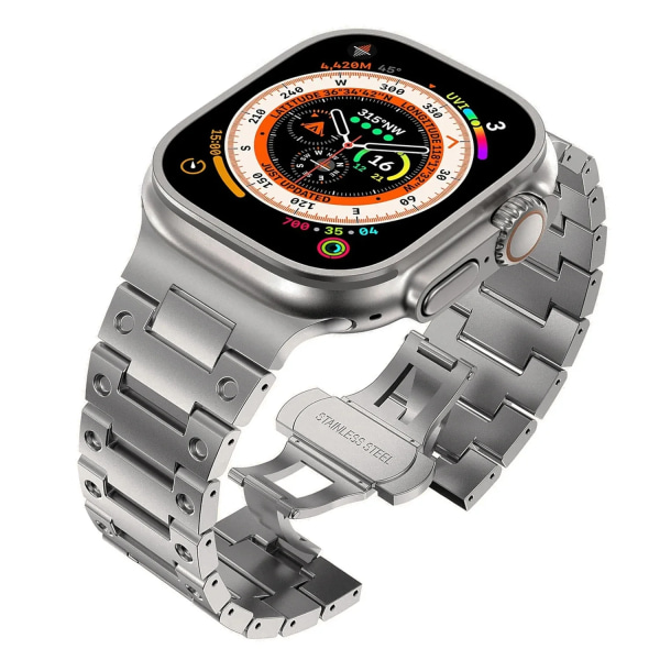 Luksus ruostumattomasta teräksestä valmistettu rannekoru Apple Watch Band Ultra 2 49mm 45mm 44mm 42mm Perhoslukko rannekoru IWatch 9 8 7 6 5 4 3 Titanium