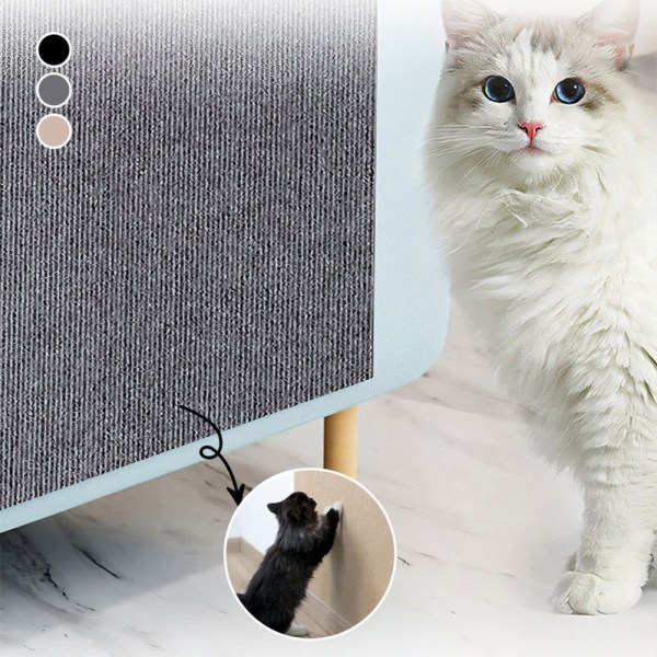 Kradseunderlag til katte med klæbende bagside - Stabil møbelbeskyttelsesmåtte til killinger - Lysegrå Light Grey 30x100cm