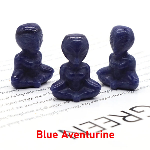 1,6\" Yoga Alien Statue Naturlig Reiki Sten Krystal Skåret Abstrakt Kunst Håndværk Healing Meditation Hjem Soveværelse Dekoration Gave Blå Aventurin Blue Aventurine 10pcs