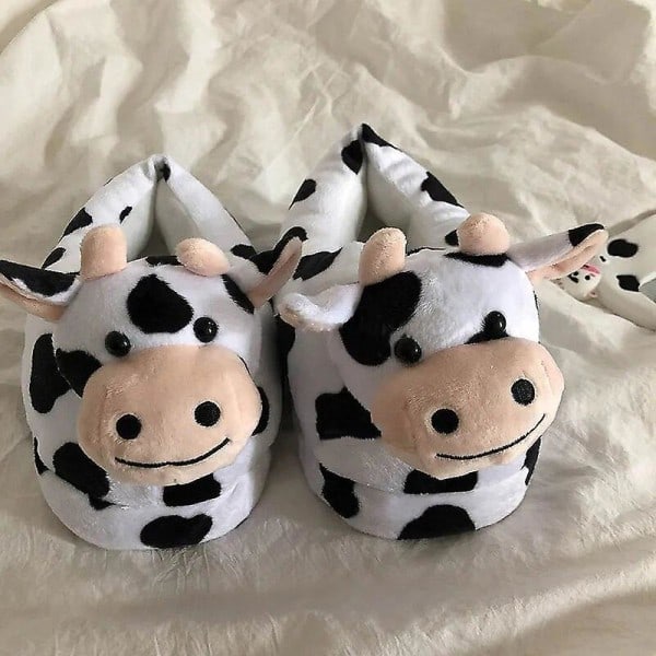 Cute Cartoon Cow Indoor Slippers Warm Winter for Men and Women H（