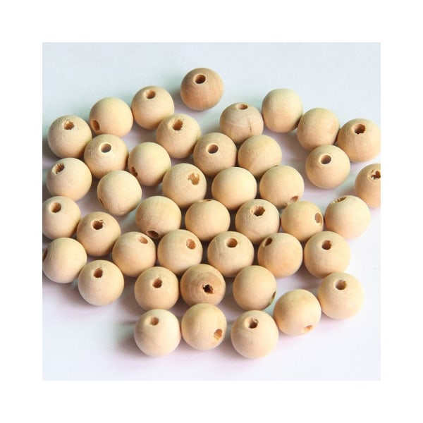 100 st naturlig träboll med hål för att göra DIY-dekorationer - 6 mm+10 mm