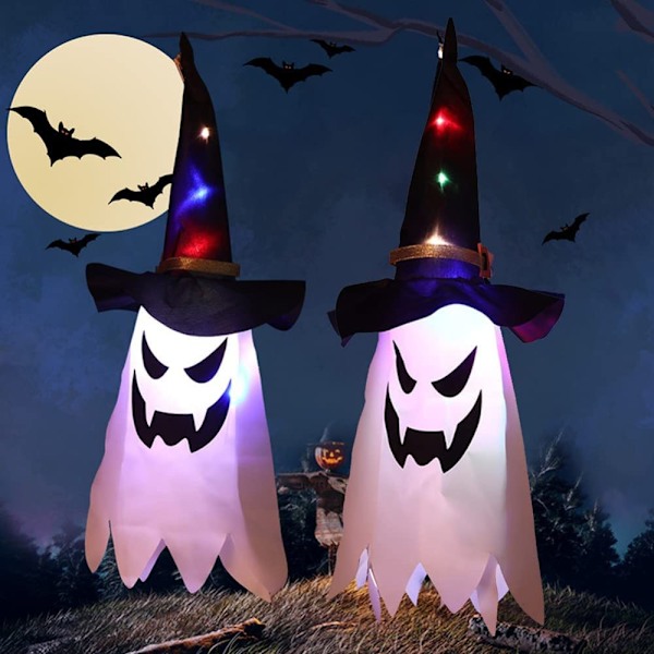 5-pack Halloween-dekoration trädgård, hängande Halloween LED-spökljus, lysande spökdekoration för Halloween inomhus och utomhus dekorativa lampor