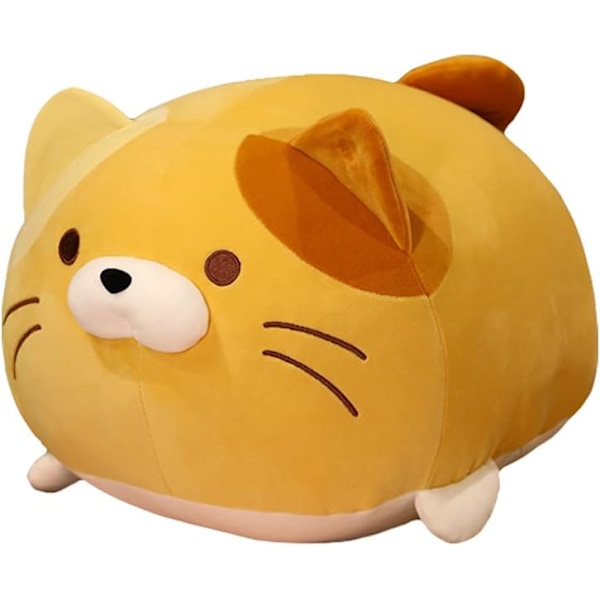 13.7 Inch Cute Cat Plush Pillow Stuffed Squishy Animal Cylindrical Body Pillow Super Soft Fat Cat Chubby Kitten Sleep Kawaii Pillow-Orange