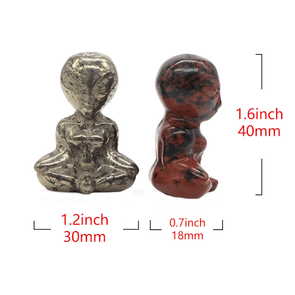 1,6\" Yoga Alien Statue Naturlig Reiki Sten Krystal Skåret Abstrakt Kunst Håndværk Healing Meditation Hjem Soveværelse Dekoration Gave Grøn Spot Jade Green Spot Jade 20pcs