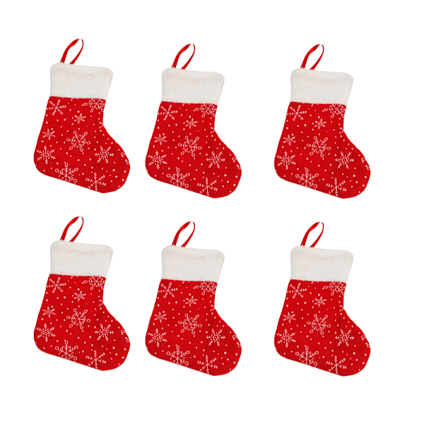 Christmas stockings, pack of 6 snowflake print with plush