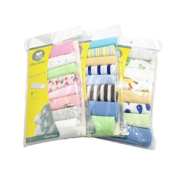 8 st Baby Mjuka ansiktshanddukar Naturlig bomull Spädbarnsbadhandduk Baby Burp-tyg Haklapp Näsduk Baby Shower Prese 8Pcs (Random suit)