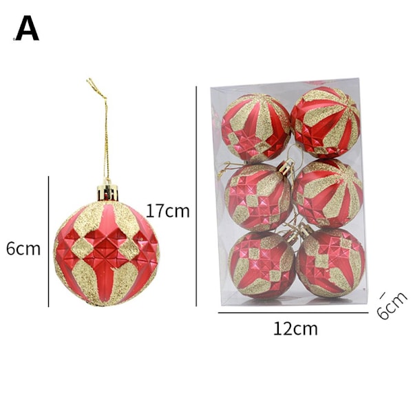 6CM 6 stk Kuglepynt Hængende Vedhæng A - på lager