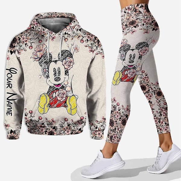 Disney Mickey Mouse 3D hættetrøje til kvinder, sweatshirt, kostume, Mickey yoga bukser, træningsbukser, mode sportstøj, rød Red XXXL