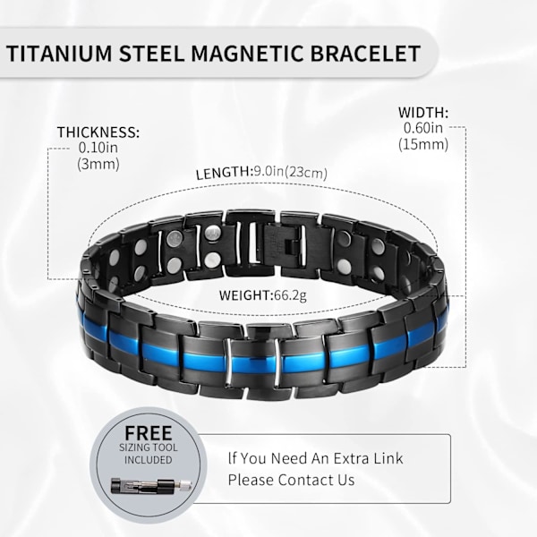 Magneettinen rannekoru miehille, titaaniteräksinen magneettinen linkkirannekoru miehille, ultravahva kaksoisrivinen magneettirrannekoru