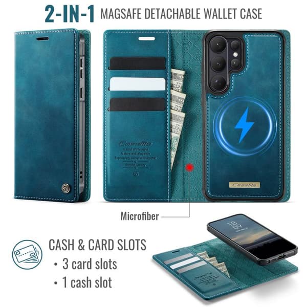 Magnetic RFID Blocking Leather Case for Samsung Galaxy S26 Ultra 5G Grön