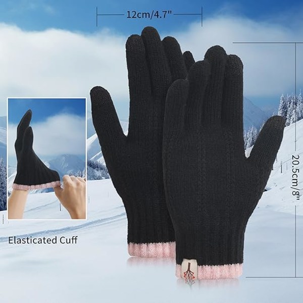Vinter touchscreen termiska stickade fleecehandskar