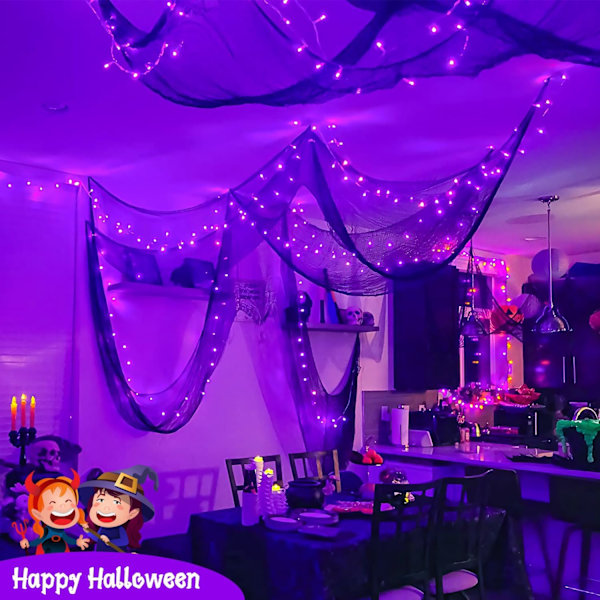 400 LED:n lila Halloween-valoköynnös ulkotiloihin: 132ft lila valoköynnös kaukosäätimellä - lila sisävalot Halloweeniin jouluun