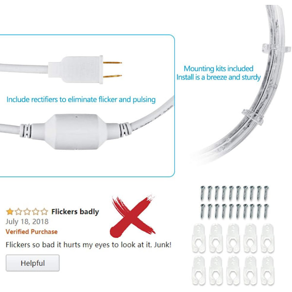 Liitettävät valojohdot läpinäkyvällä PVC-putkella, koristeellinen köysivalaisin sisä- ja ulkokäyttöön pihoille, puutarhoille, terasseille, jouluun, lämpimän valkoinen