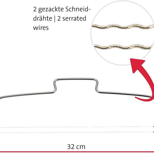 Kakkupohjan jakaja/kissanleikkuri 2 sahalaitaisella leikkuulanka, ruostumaton