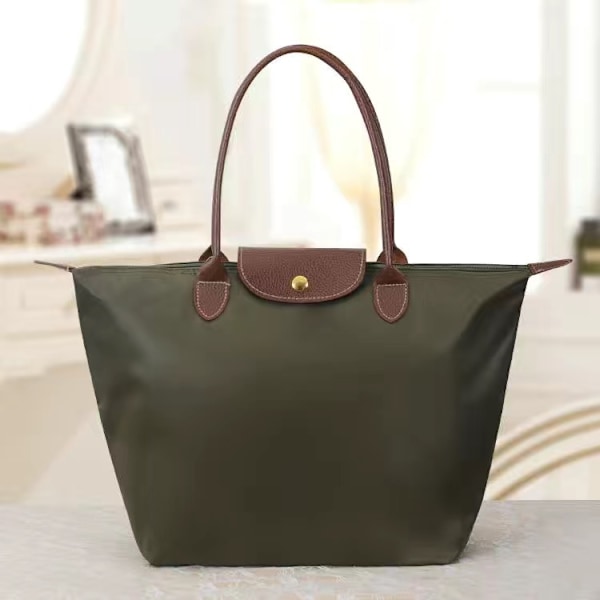 Nya Longchamp Le Pliage-väskor för kvinnor Z X Armgreen 2 Armgreen Armgreen M