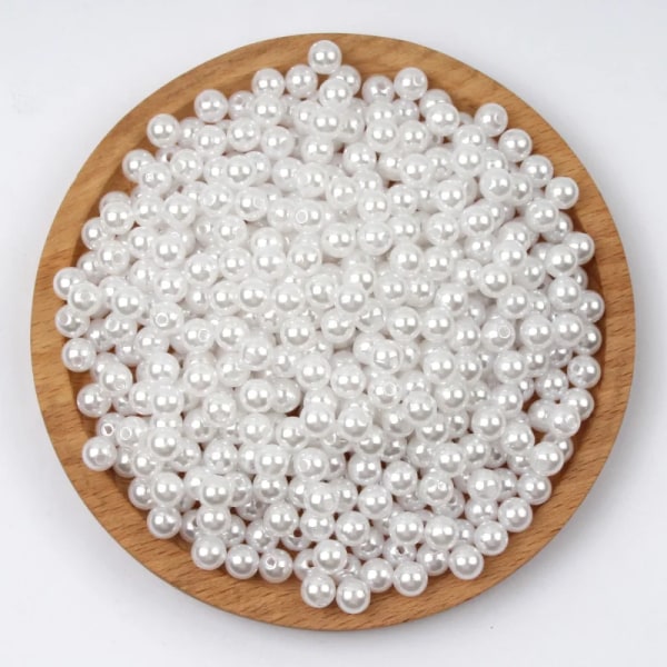 3-30 mm Svart Vit Beige Imitation Pearl Beads Runde Akryl Lösa Pärlor För Handarbete Smycken Göra det själv Halsband Armband White