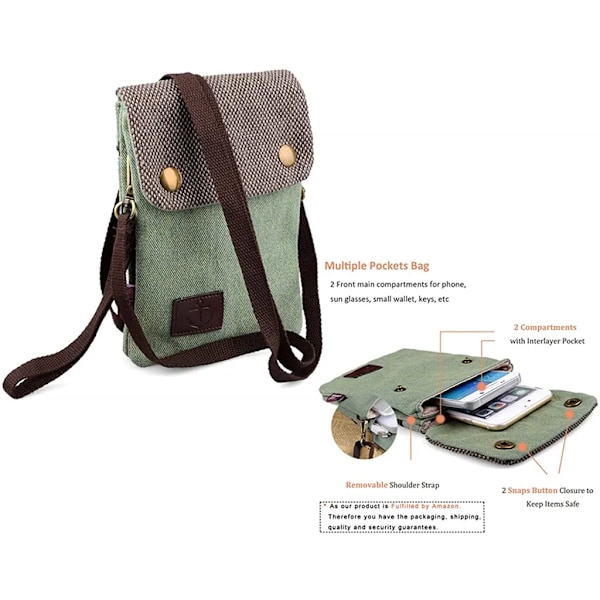 Canvas Universal Telefon Taske - Skuldertaske - Mini Messenger Taske