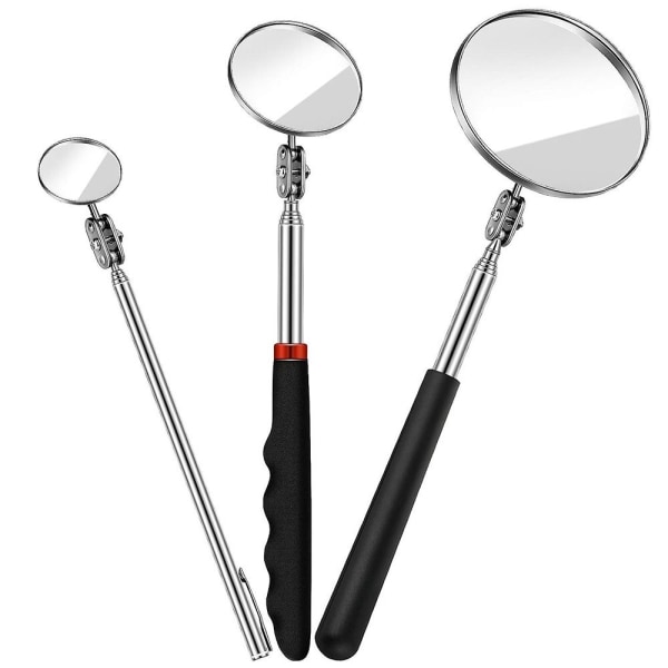 3PCS Telescopic inspection mirror Round mirror inspection tool