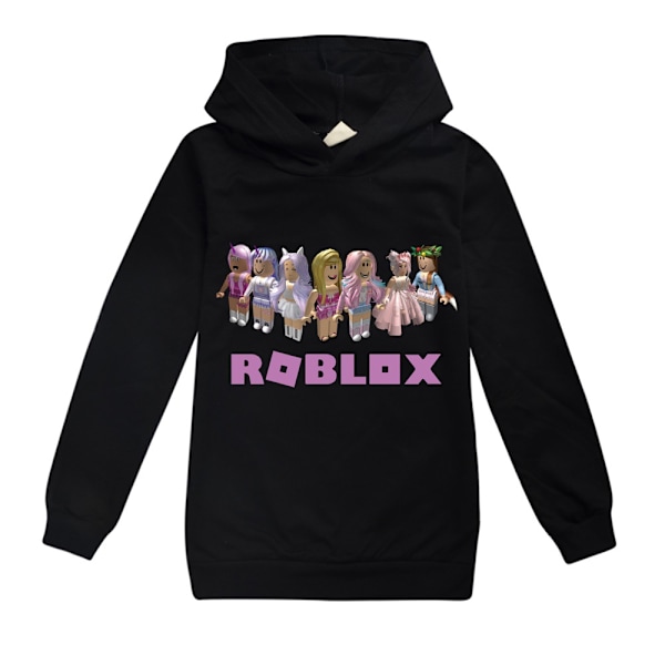 Barn Flickor Roblox Hoodie Huvtröja Casual Pullover Present svart black 160cm