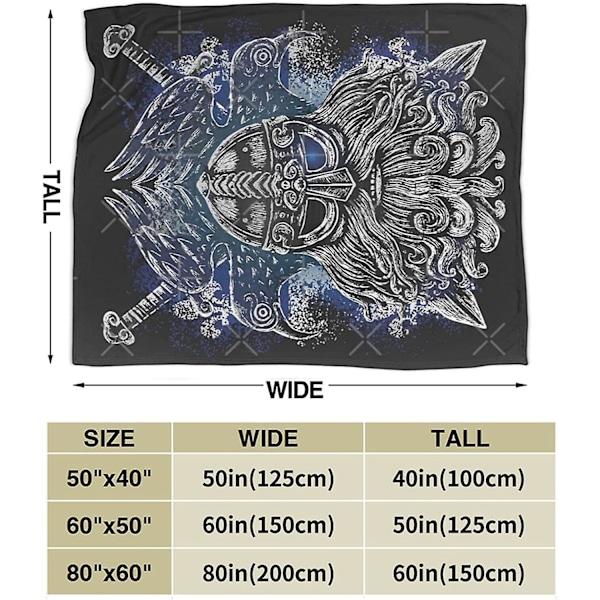 Ravner Norse Mythology Viking Kast Fleece Sofa Teppe Sengetøy Tykt Varmt For Barn, Anti-pilling Flanell, Hvit Svart, Flere Størrelser Godt Matchet Være 60x50in 150x125cm