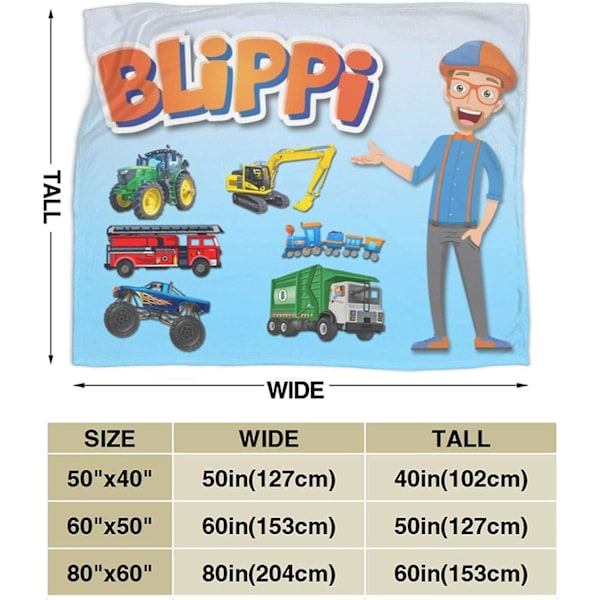 Blippi tecknad filt Nyhet Flanell Vändbar Fluffiga Sängfiltar Lyx Ultra-mjuk Mysig Micro Fleece Filt För Säng Soffa Soffa Filt För Adu 60x50in 150x125cm