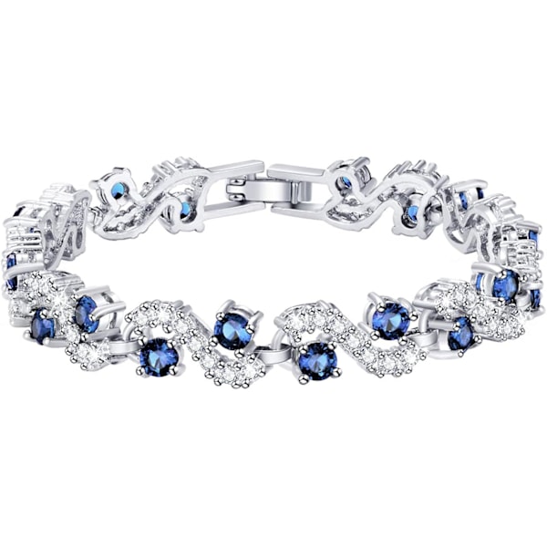 Blue Tennis Cubic Zirconia Bracelet for Mother Daughter Ladies, ZQKLA