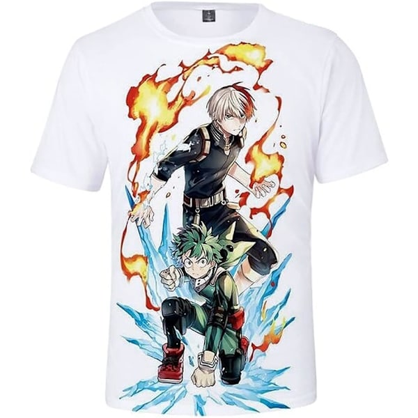 For Cosplay My Hero MHA T-shirt - 3D Print Sublimation Crew Neck T-shirts - Anime and Manga Halloween Shirt for Unisex Adult 3X-Large