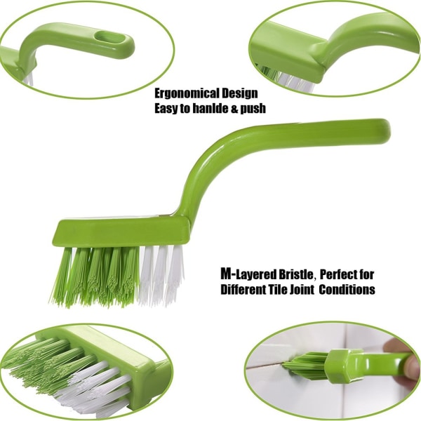 Kakelfogborste 4 i 1 fogskrubber Multifunktionell köksrengöringsborste för badrum Injekteringsbruk Form Grön