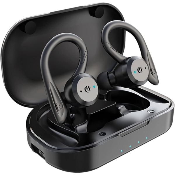 Bluetooth-hörlurar med IPX7 vattentät för löpning, svart