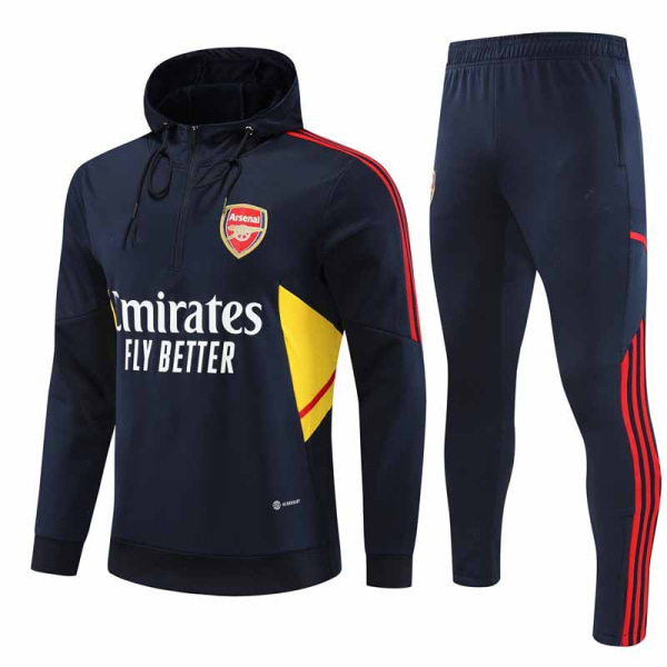 23-24 Arsenal träningsdräkt med hoodie för vuxna med halv dragkedja blå blue XL