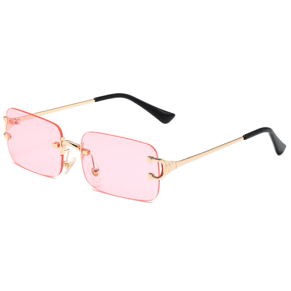 Båglösa solglasögon 90-talsbåglösa rektangel tonade linsglasögon Candy Color Glasögon för kvinnor män