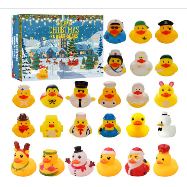 Christmas vinyl duck blind box children's countdown calendar box decompression doll water duck gift