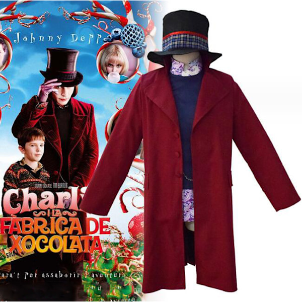 Wonka-kostume med gratis hat til cosplay S