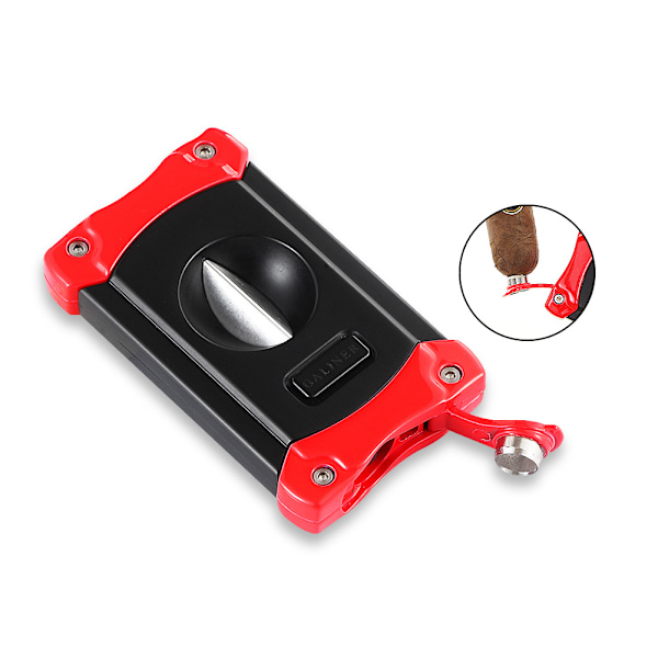 2 in 1 Cigar Cutter with Stainless Steel Body - Multifunctional Cigar Cutter (Red Black)