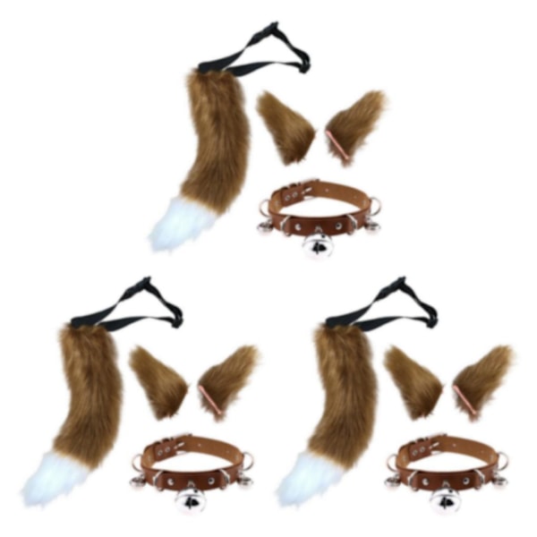 1/2/3/5 Faux Kissan Korvat Ja Häntä Setti Halloween Puku Cosplay Ruskea1 Brown1 3PCS