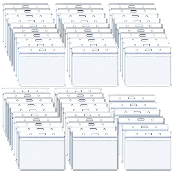 50 Pcs ID Card Holders, Plastic Horizontal Nameplate Clear Waterproof Plastic Badge Holder Lanyard ID Card Holder for Multiple Cards, 100x85mm