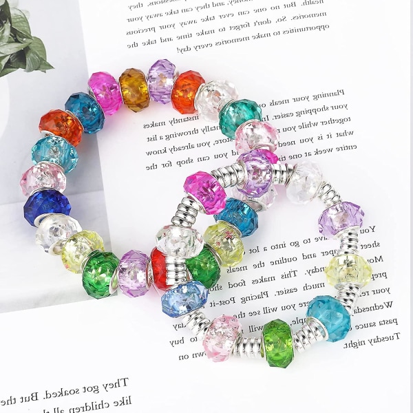 100 stycken 14x9 mm glaspärlor Stora hål glaspärlor Blanda färg Mässingskärna Europeisk stil Spacer Beads Färgglada pärlor Strass Craft-pärlor för armband