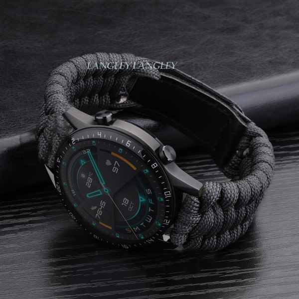 Outdoor Sport Flätat band för Samsung Galaxy Watch 3/4 40mm 44mm Classic 46mm 42mm Nylon för Huewei Watch GT 2E Armband - Grå Grå 22mm