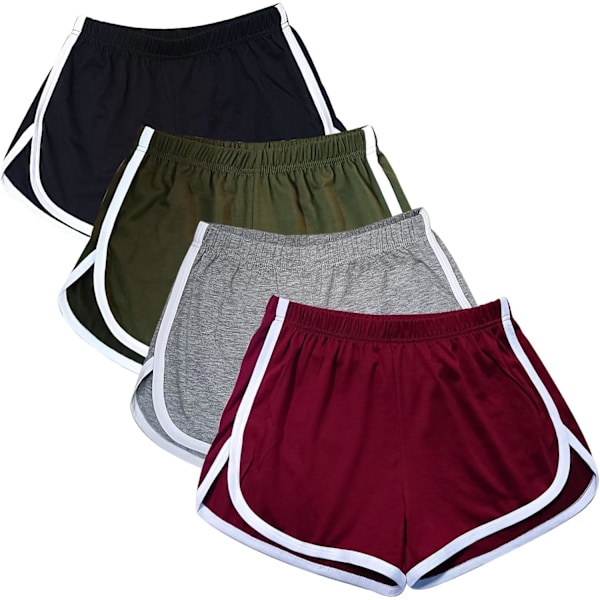 ay 4-pakning bomull yoga dansshorts sportsshorts sommer atletisk sykling fotturer sportsshorts svart liten