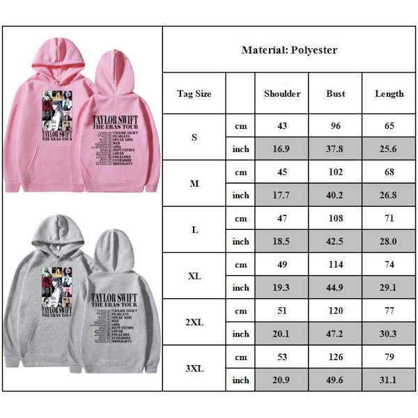 Hættetrøje Dam Taylor The Eras Tour Hoodies Print Dame Sweatshirt pink pink L