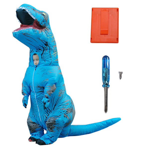 Uppblåsbar dinosauriedräkt T Rex Uppblåsbar dinosauriedräkt för Halloween Cosplay Fest Bröllop Påsk Jul Blå Vuxen Stil 150‑190cm 0.8