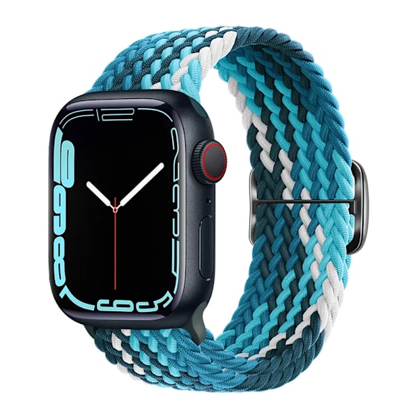 Flettet løkke for Apple Watch Rem 44mm 40mm 45mm 41mm 42mm 38mm 49mm Elastisk Solo armbånd iWatch series 9 se 7 5 6 Ultra2 Band 15.Blue Ocean 15. Blue Ocean 38mm 40mm 41mm