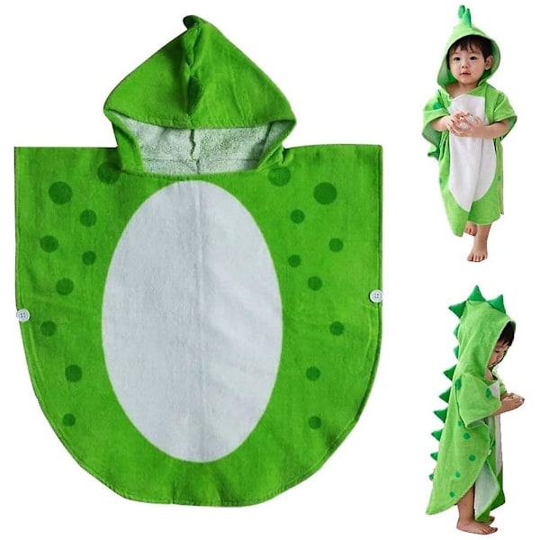 Bath towel for children, baby with hood green L