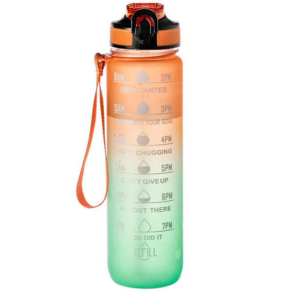 Large water bottle with motivational time marker and removable