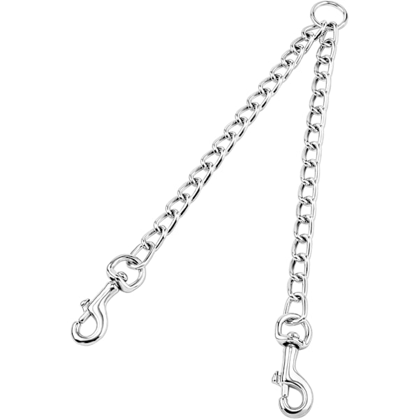 Double Dog Leash (M-3.5mm*60cm) Double Dog Steel Chain 2 Way Chrome Chain Chrome Metal 2 Dogs Training Safety Leash