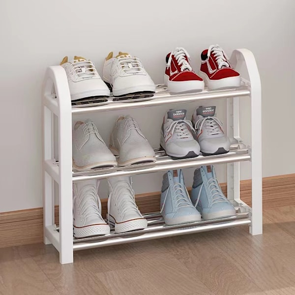 Shoe rack with 3 floors, light metal 5-7 pair shoe rack for entrance