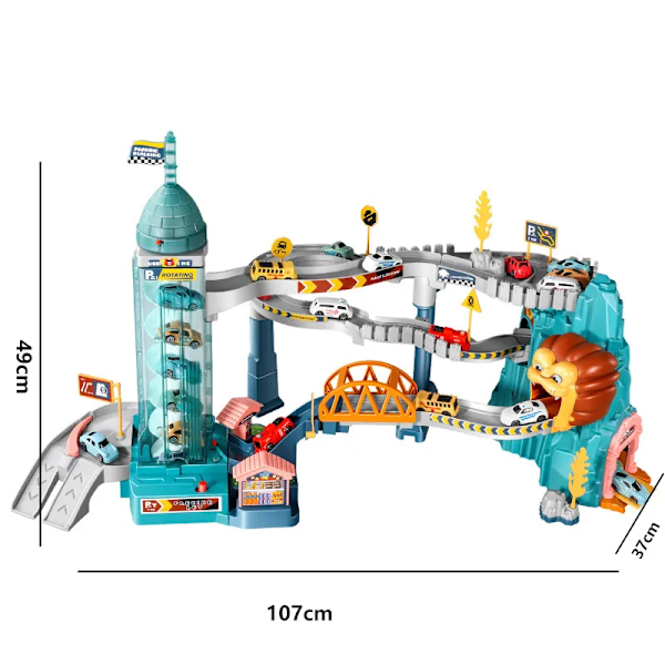 Lejontema bilbana för barn, diecastbilar, semestergåvor, födelsedagspresenter, Hot Wheels, pedagogiska racerleksaker