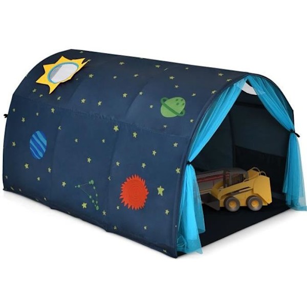 COSTWAY Children's bed tent Portable Galaxy Dream tent with double mesh curtain, carry bag 144 x 102 x 82 CM Blue