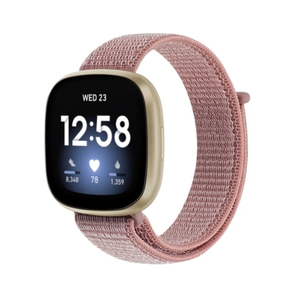 Lämplig för Fitbit Versa3-armband med nylon (rosa rosa